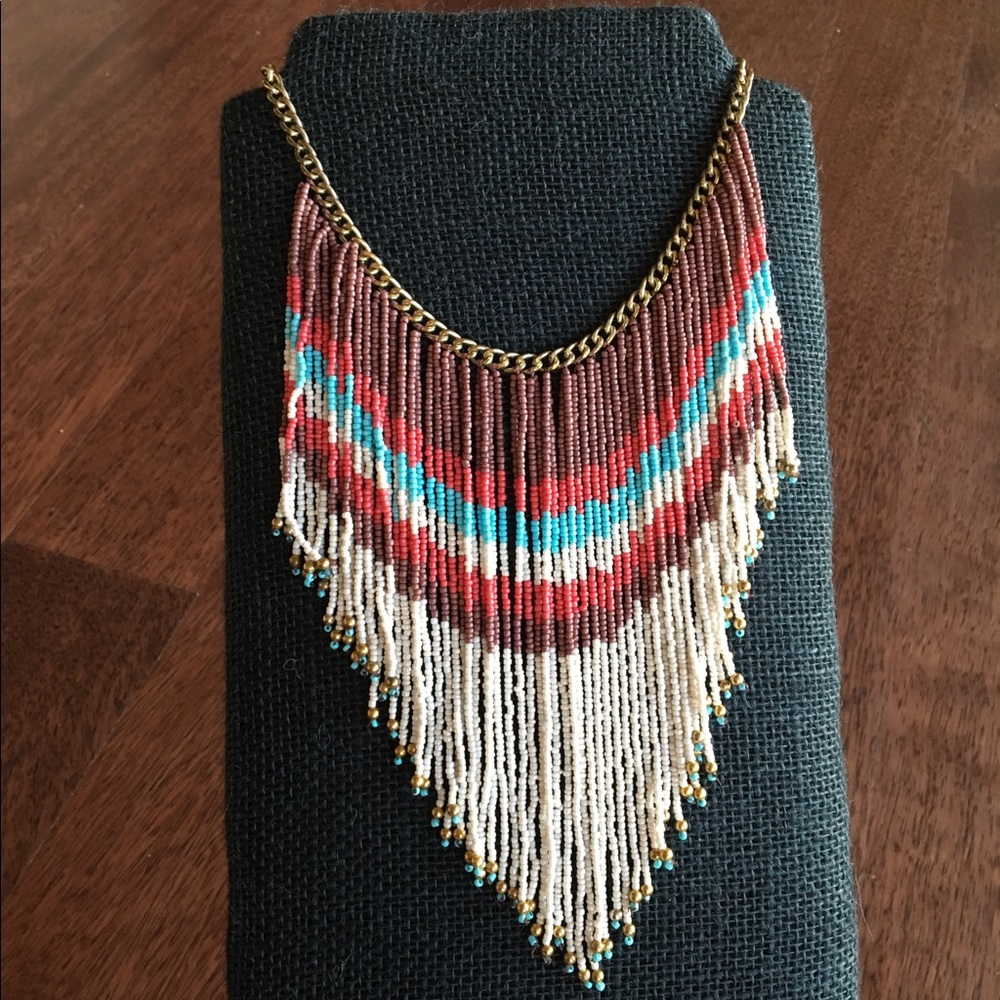 Beaded fringe statement necklace
